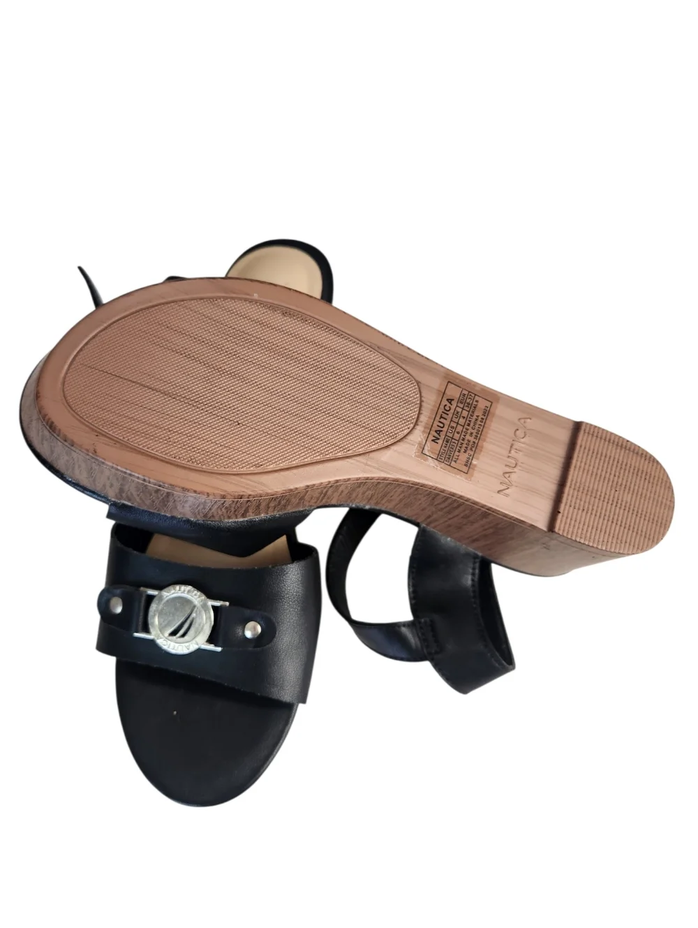 NAUTICA Danvers Black Strappy Lighweight Platform Wedge Summer Sandal  Size 6